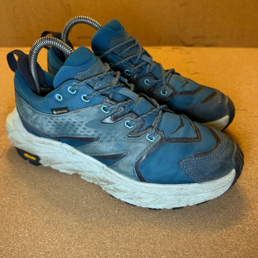 Hoka Anacapa Low GTX Hiking Shoes Womens 8 Blue Gore-Tex Vibram Trail Waterproof